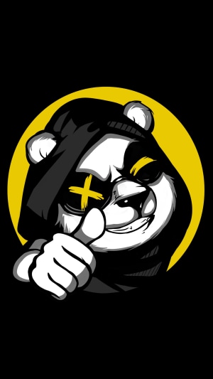 Minimalist Panda Artwork with Yellow Circle