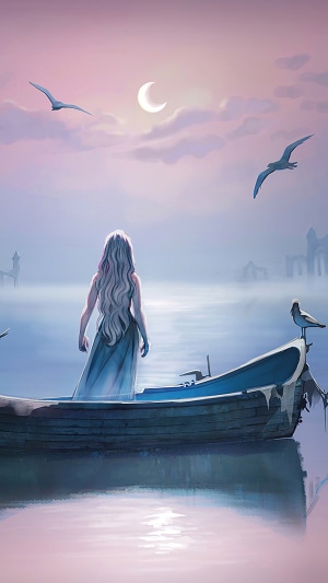 Daenerys Targaryen from Game of Thrones in a boat