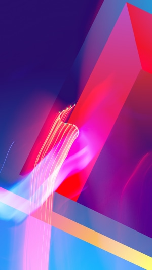 Abstract digital art with geometric shapes and light streaks