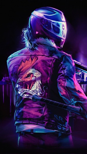 Artwork of a person with a helmet and eagle jacket