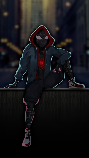 Spider-Man from Spider-Man: Into the Spider-Verse sitting