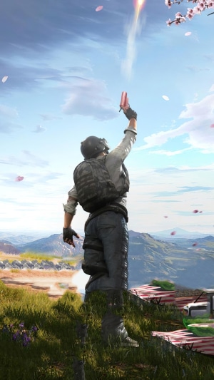 PlayerUnknown's Battlegrounds character firing flare gun
