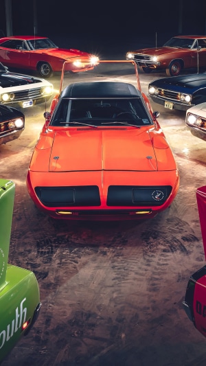 Dodge Charger cars in a garage