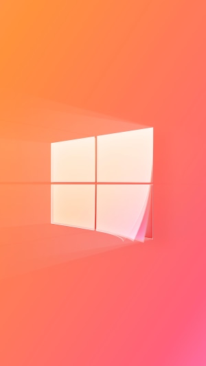 Windows logo on orange and pink gradient background 4K