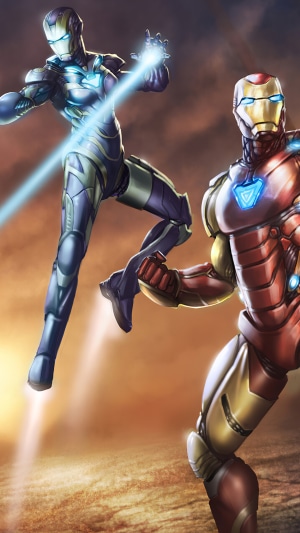Iron Man suits in action