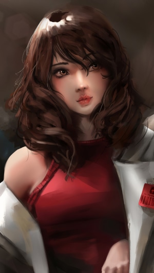 Artwork of a woman with brown hair