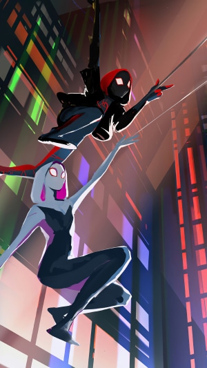 Miles Morales and Gwen Stacy from Spider-Man: Into the Spider-Verse