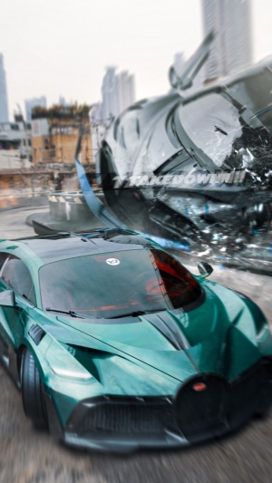 Bugatti car in a digital artwork