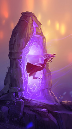 Dragon emerging from a glowing portal