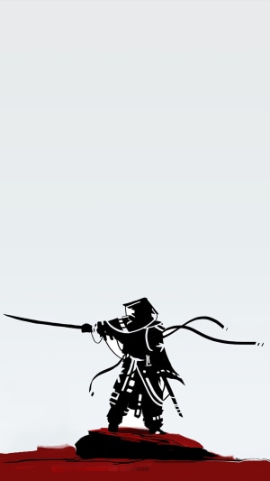 Samurai warrior with sword, digital art 4K