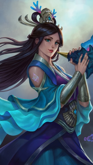 Digital art of a fantasy girl playing a horn