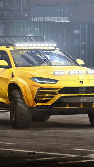 Yellow Lamborghini Urus off-road concept art 4K