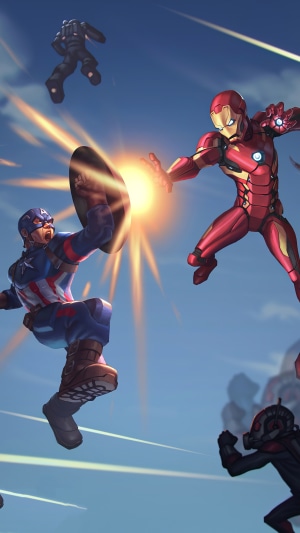 Captain America and Iron Man fighting