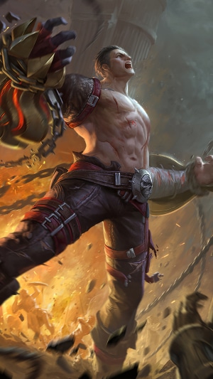 Man with metal arm screaming