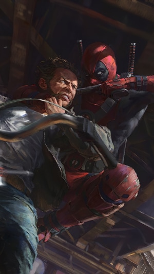 Wolverine and Deadpool fighting