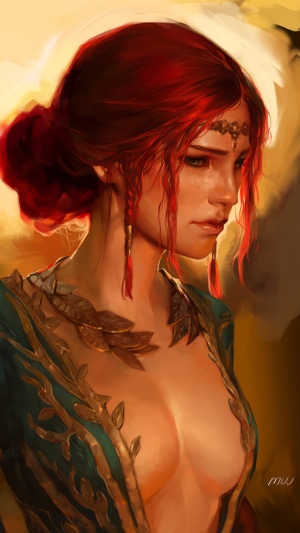 Artwork of a woman with red hair