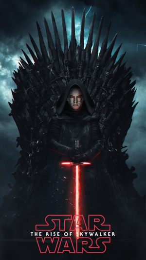 Rey from Star Wars on the Iron Throne