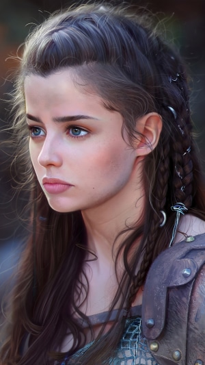 Artwork of a woman with braided hair