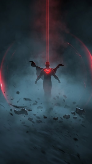 Superman with red heat vision and cape