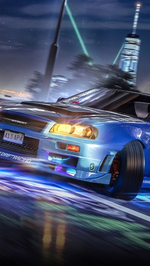 Blue Nissan Skyline GT-R R34 from CarX Street 4K