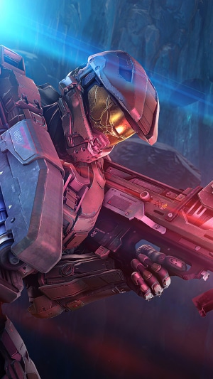 Master Chief from Halo holding a weapon
