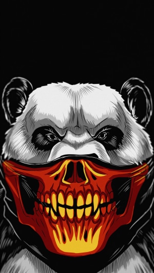 Panda wearing a skull mask artwork