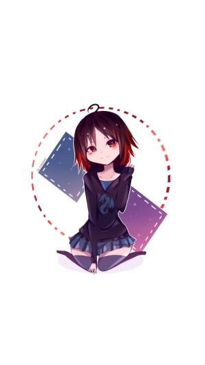 Anime girl with red highlights in hair
