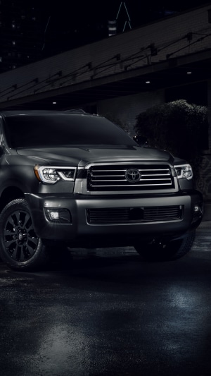 2020 Toyota Sequoia SUV parked at night