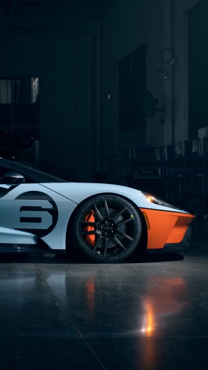 Ford GT race car with orange accents