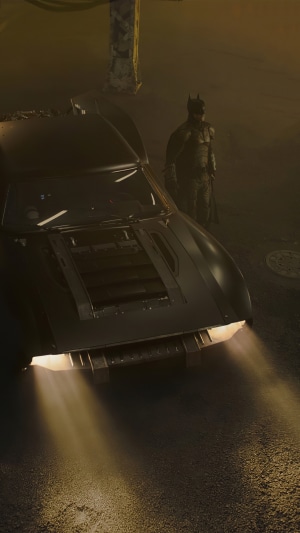Batman from The Batman with Batmobile