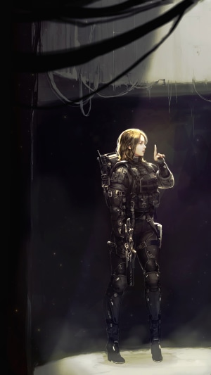 Anime girl in tactical gear with a rifle