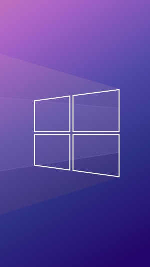 Windows logo on a purple and pink gradient background