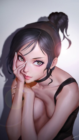 Portrait of a woman by an artist