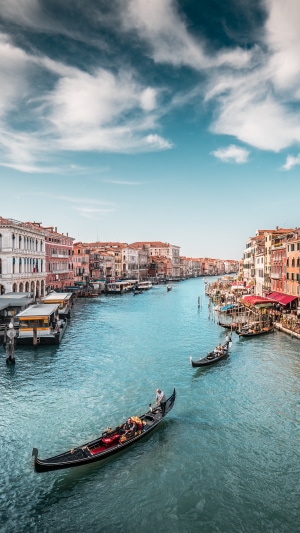 Gondolas on the Grand Canal in Venice, Italy