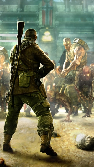Soldier fighting zombie army in Zombie Army 4