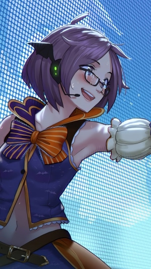 Anime girl with headphones and glasses