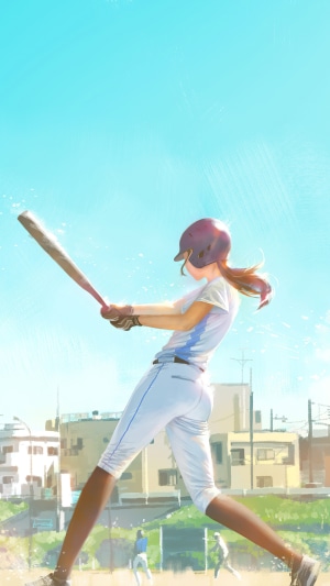 Girl playing baseball