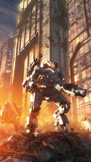 Mech Warrior in Ruined City