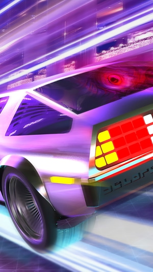 Delorean car in retrowave digital art 4K