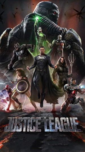 Justice League characters with Steppenwolf and Parademons
