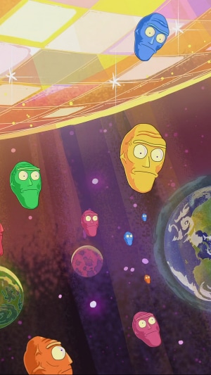 Rick and Morty characters in space