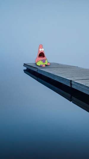 Patrick Star from Spongebob on a dock