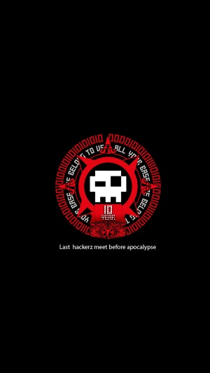 Hacker logo with skull and text
