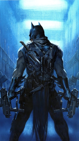Batman with dual submachine guns and sword