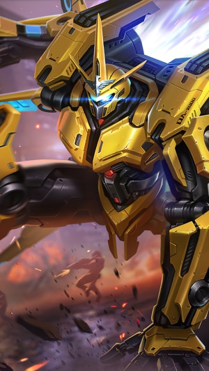 Yellow Mech Robot in Battle