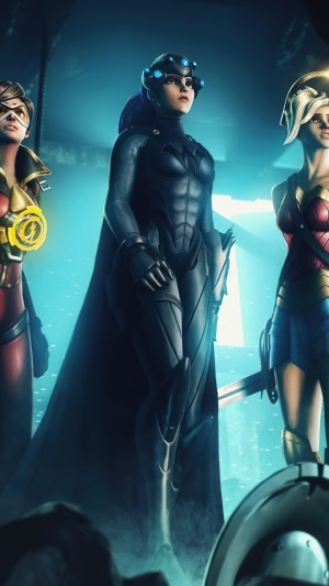 Wonder Woman, Batgirl, and Tracer from Fortnite