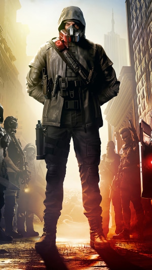 Man in gas mask from Tom Clancy's The Division 2