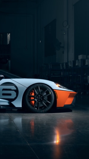 Ford GT race car with orange accents