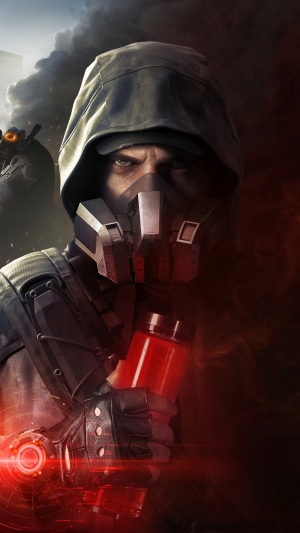 Man with gas mask and hood from Tom Clancy's The Division 2