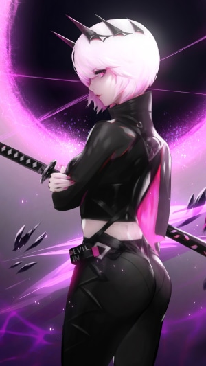 Anime girl with pink hair and sword